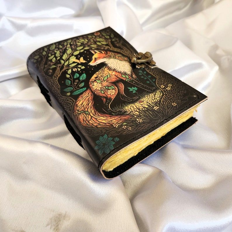 Fox Printed Leather Journal, Notebook, sketchbook, Leather Dairy, Notepad, Writing Journal, Dream Journal, Wedding Gift
