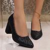 Scarpe Décolleté Temperamento Donna Autunno 2026 Nuove Punta Appuntita Paillettes Stile Straniero Versatili Slip-on Tacchi Alti