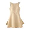 Spring New Women's Clothing Fashion off-Neck Sleeveless High Waist A- line Satin Backless Bow Dress Dress
