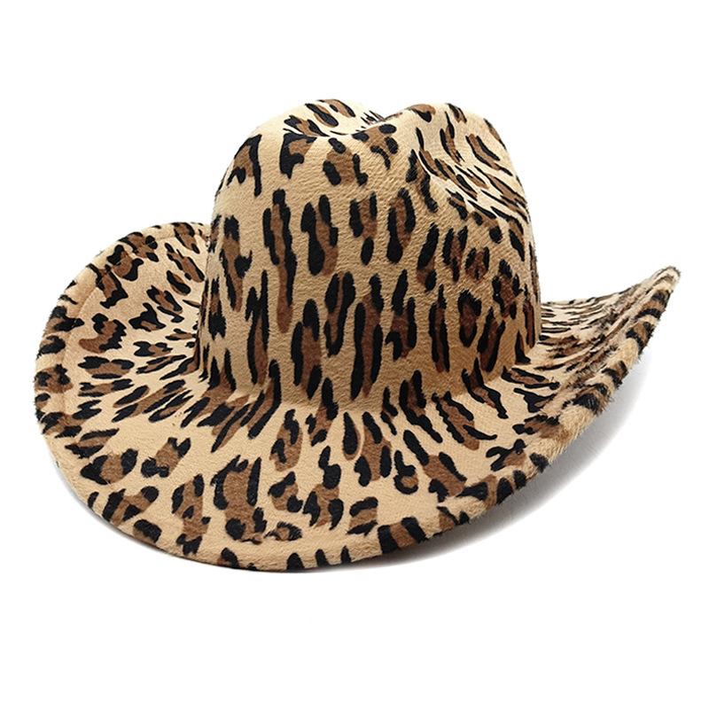 Leopard Print Cowboy Hat - Western Style UPF50+ Sun Hat with Cow Print, Vintage Riding Cap for Festival Hiking Fashion
