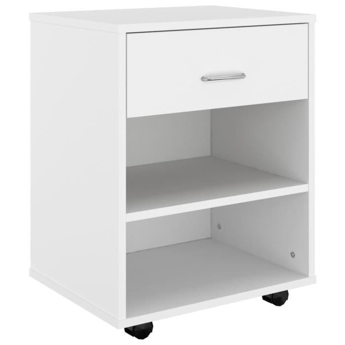 VidaXL Armoire à roulettes Blanc 46x36x59 cm Aggloméré