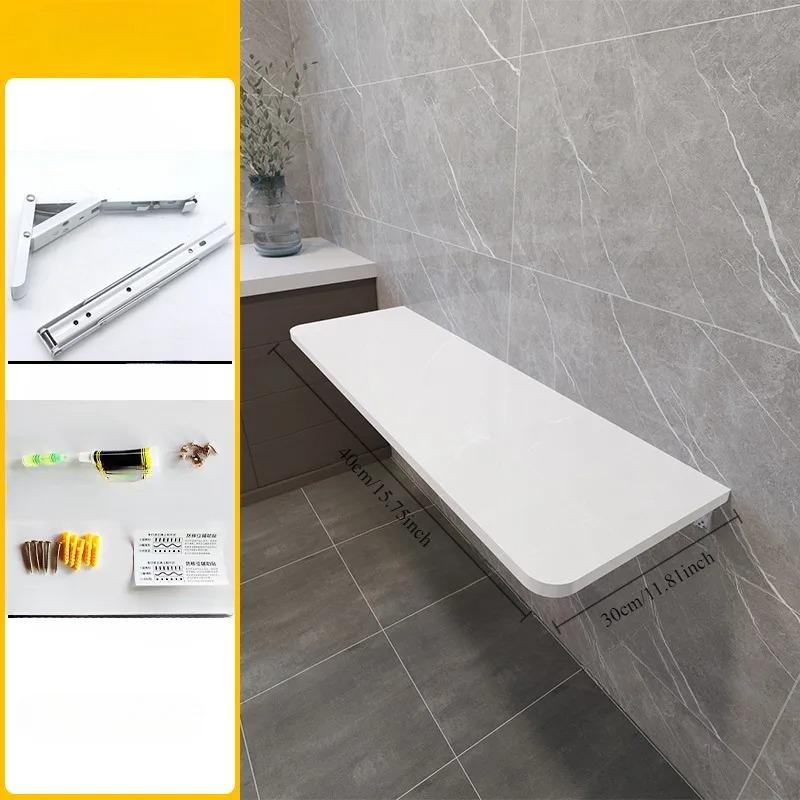 1Pc Wall Mounted Folding Table,Space Saving Wall Rack with Baffle for Home Restaurant Furniture