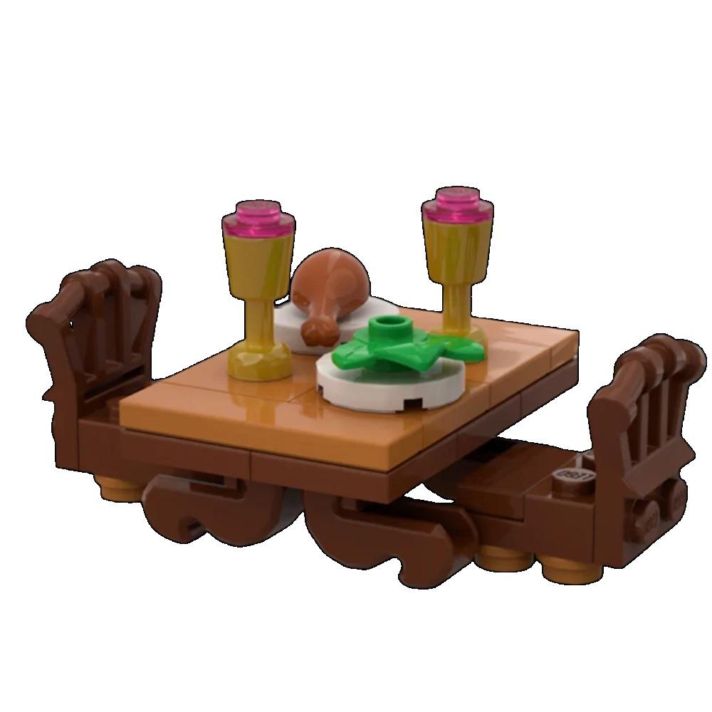 MOC Building Blocks Toys Medieval Table Furniture Series Model Creative Decoration DIY Assembled Toys Holiday Gifts for All