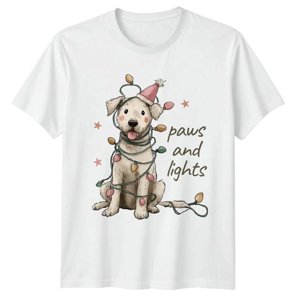Merry Christmas And Happy Paws Dog Christmas Unisex Unisex Graphic Tee S