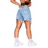 Ripped Burr Jeans Women's Summer High Waist Washed Straight Five-Point Pants Stylish Light Wash Raw Edge Casual Shorts