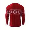Men's Knit Sweater with Snowflake Pattern Crew Neck Ribbed Design Fall Winter Casual Top