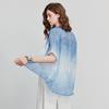 Chuyu Women's Loose Gradient Sheer Short Sleeve Shirt