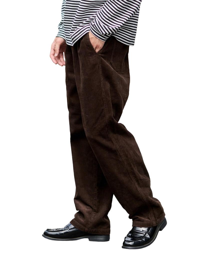 WEGO Medium Type G Dark Brown Easy Wide Leg Long Winter Men's (Corduroy) Pants, Pants, Trousers, Bottoms, Pants, Simple, Year-Round Style, Classic,