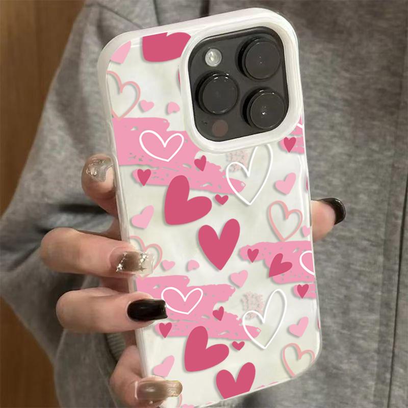 Wrinkled Texture Cute Heart Lips Soft TPU Phone Case for IPhone 17 16 15 14 13 12 11 Pro Max Plus Air Lovely Girl Cover Fundas