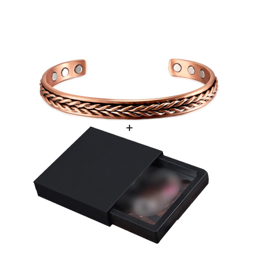 Verdrehte reine Kupferarmbänder Zopf Gesundheit Energie Magnetische Armreifen Vorteile Herren Verstellbares Armband Schmuck Arthritis Schmerzlinderung
