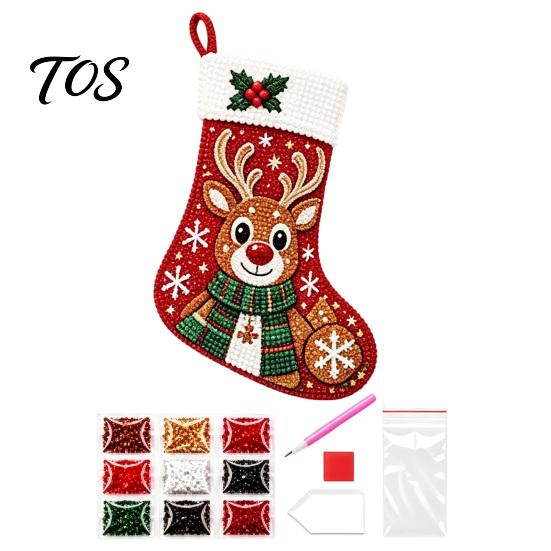 Parent Child Crafting Kits DIY Rhinestone Painting Christmas Stocking Kit, 6 Festive Patterns Crafts with Resin Handmade Gifts for Friends Drills And
