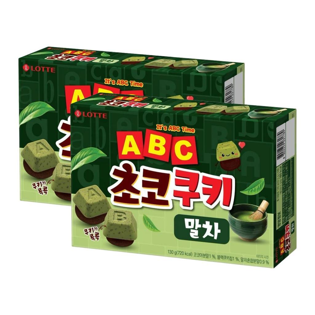 Lotte ABC Choco Cookie Matcha Chocolate Biscuit Snack 130g (2 Packs)