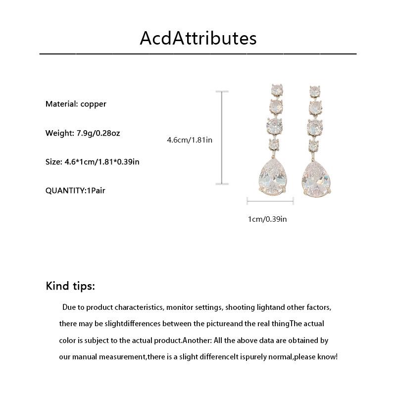 French Luxury Zircon Dangle Earrings - High-End, Sparkly, Geometric Tassel Design