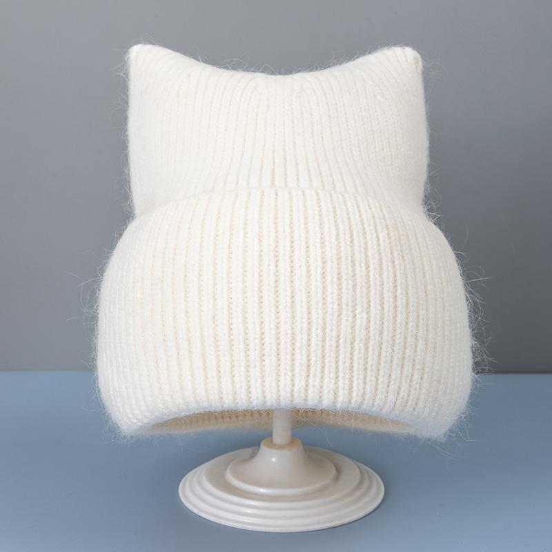 New Style Simple Dandy Winter Hat Rabbit Fur Beanie Elegant Winter Hats For Women Candy Colors Warm Knit Hats