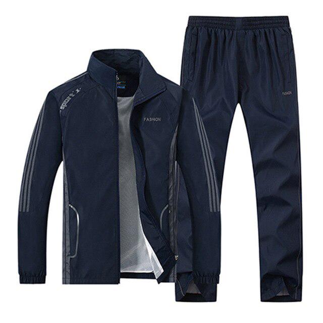 Men's Sportswear Suit Sweatshirt Tracksuit Casual Sets Outwear 2PC Jacket+Pants Plus Size L-5XL