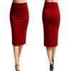 Solid Color Pencil Skirt with Hip Wrap Solid Color Sheath Pencil One-Step Skirt