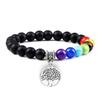 European & American Cross-Border E-commerce Creative 8mm Bead Bracelet with Volcanic Lava & Wooden Beads featuring an Alloy Tree of Life Pendant.