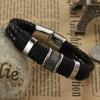 Men's Elegant Eco-Leather Magnet Bracelet Magnetic Black Casual