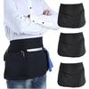 3-Pack Black Gabardine Short Waist Apron, Water-Resistant Serving Apron with 3 Pockets, Adjustable 80cm Neck Strap, 60x30cm