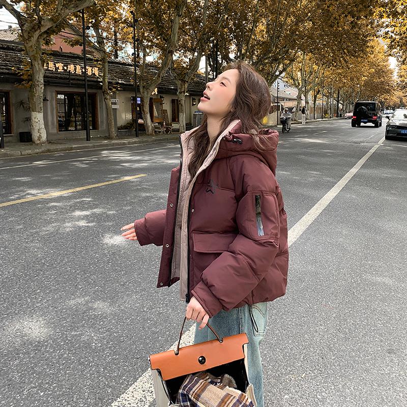 Jesień Zima Pogrubiona Ciepła Parka Kobiety Casual Słodki Jednolity Kolor Duża Kieszeń Luźny Płaszcz z Kapturem Kurtki Odzież Wierzchnia