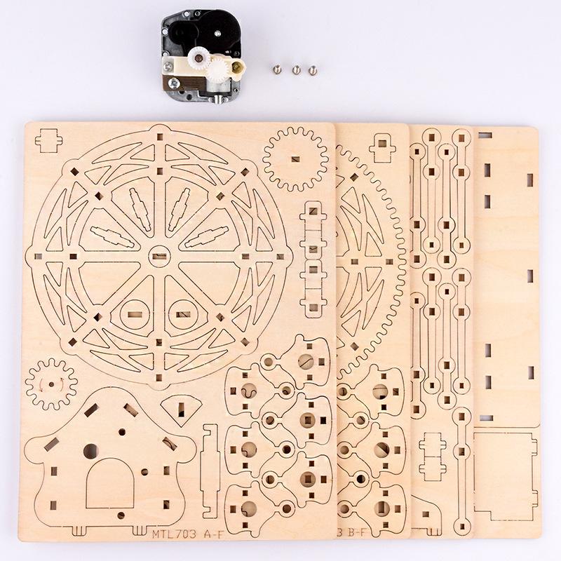 Children's Wooden Custom Puzzle Wooden DIY Music Box Music Box Ferris Wheel 3D Puzzle