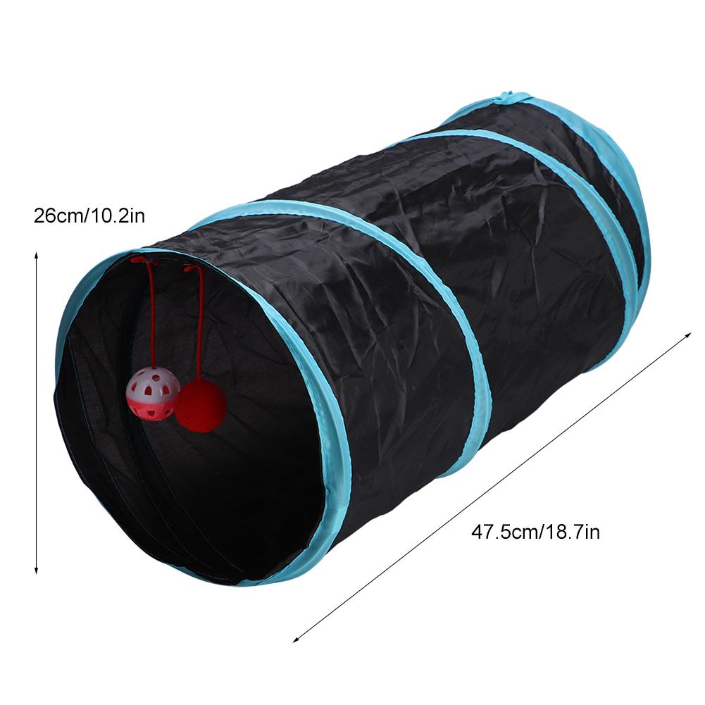 Collapsible Polyester Pet Cat Tunnel Tubes Toy with Crinkle Crackle Paper Peephole Rattle Ball Play Happy