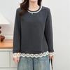 Women's Plus Size Lace Hem Hoodie Sweatshirt - Spring 2026 Chubby Girl Long Sleeve Casual Top