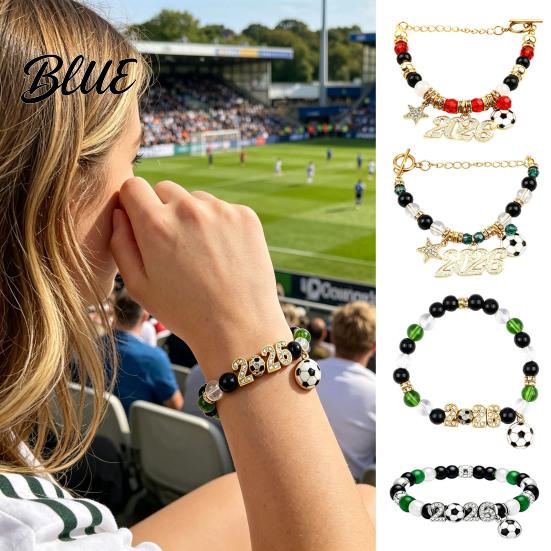 Daily Wear Bracelet 2026 Soccer Game Themed Sparkling Rhinestones Inlaid