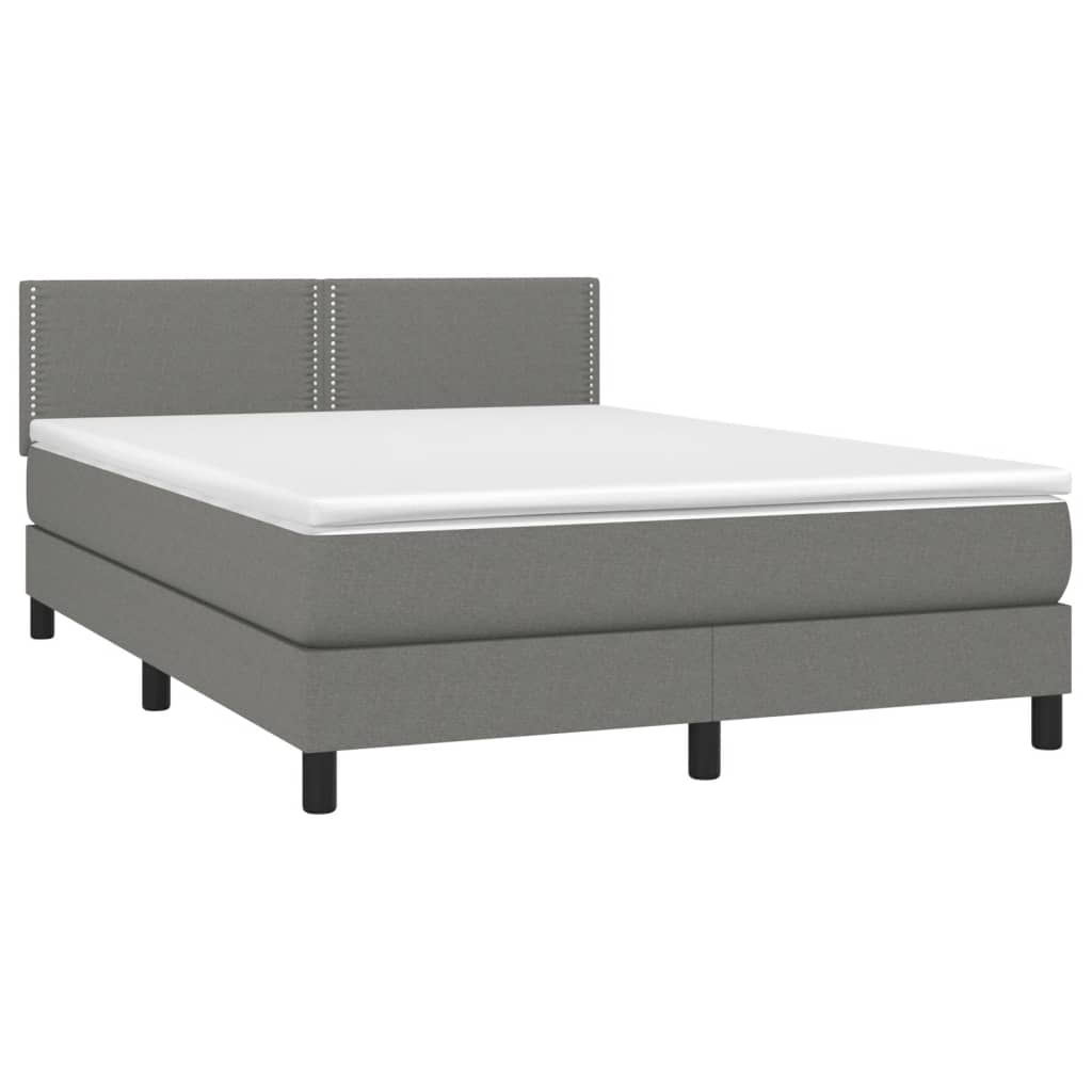 Vidaxl Continental Bed With Mattress, Dark Grey Fabric, 140X200Cm