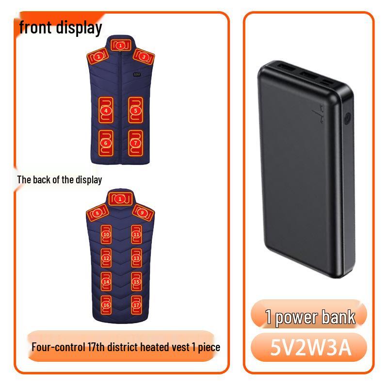 Seventeen-Zone USB Electric Heating Vest for Winter Warmth