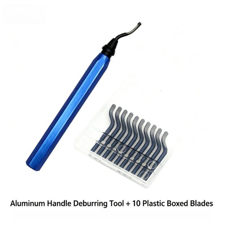 Deburring Tools Set 10pcs Steel Swivel Blades Metal Handle Deburr Tool for Metal Resin PVC Pipes Copper Plastic Remove Burr