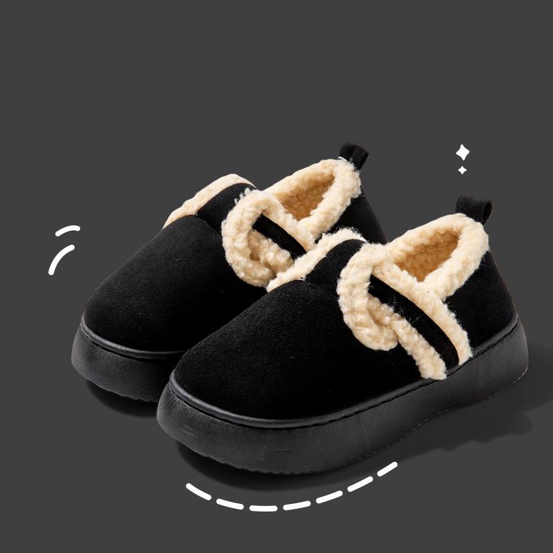 Зимние ботинки для снега женские удобные нескользящие полусапожки замшевые теплые ботинки с меховой подкладкой домашние туфли-лоферы на плоской платформе 41 чёрный 1758₽