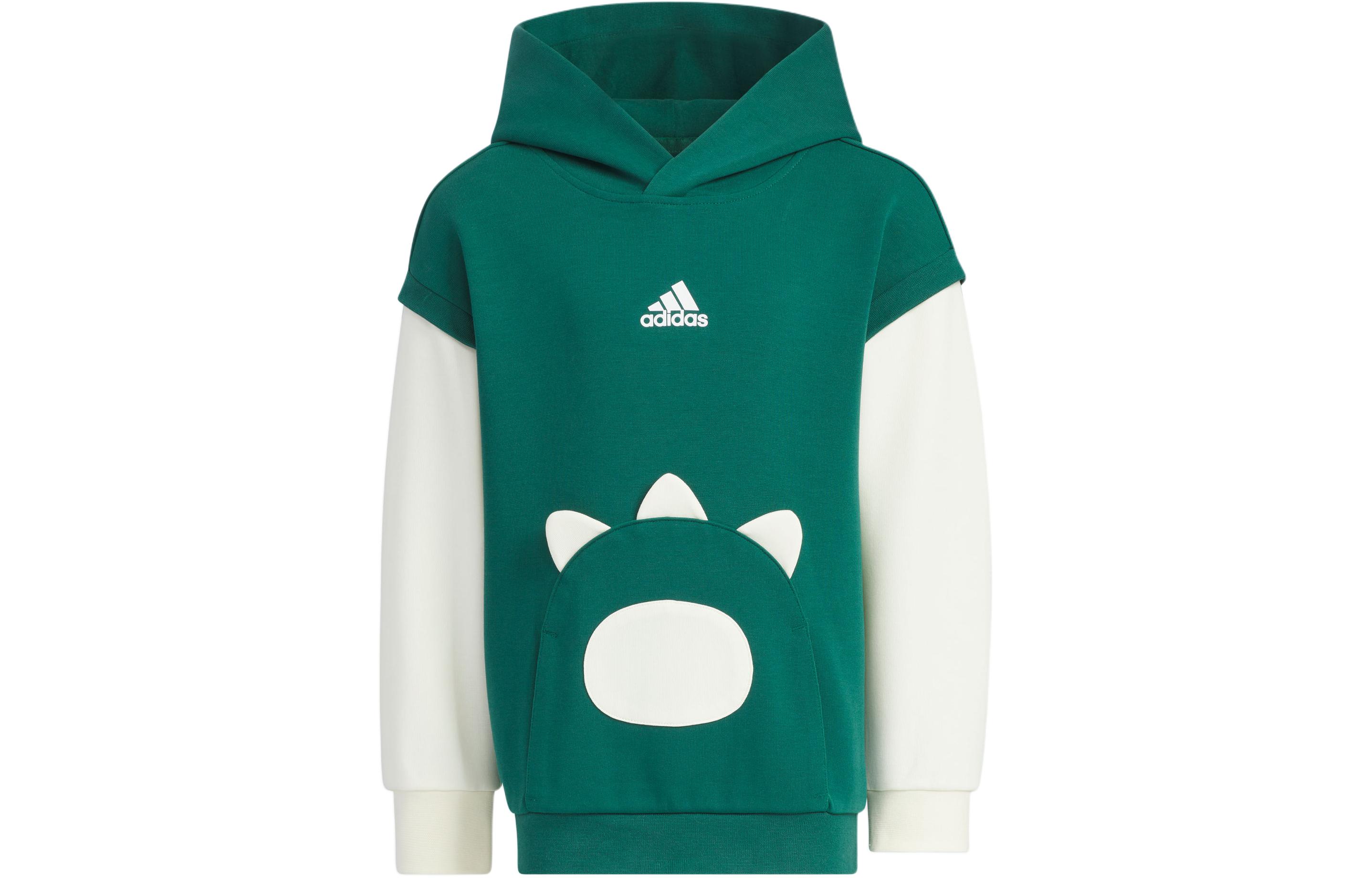Adidas Jackets & Coats SPORTSWEAR KNIT HOODIE Forest Green/Ecru Kids  JF1374 A128 фото