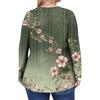 Women's Plus Size Fashion Printed Casual Pleated Round Neck Long Sleeve Top