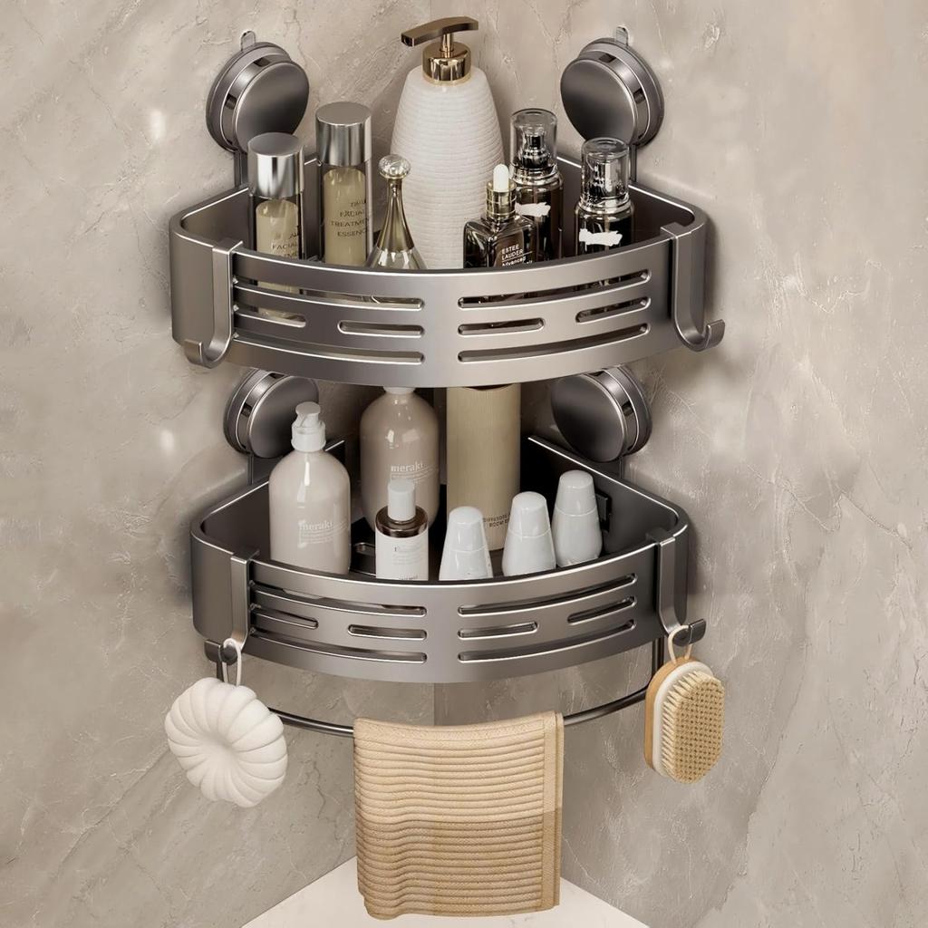 Corner Shower Caddy Suction Cup Shower Shelf Corner No Drilling Bathroom Shower Organizer Storage Rack Adhesive .