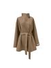Stand-up collar short double-sided wool coat lapel loose lazy small autumn and winter women's camel white coat