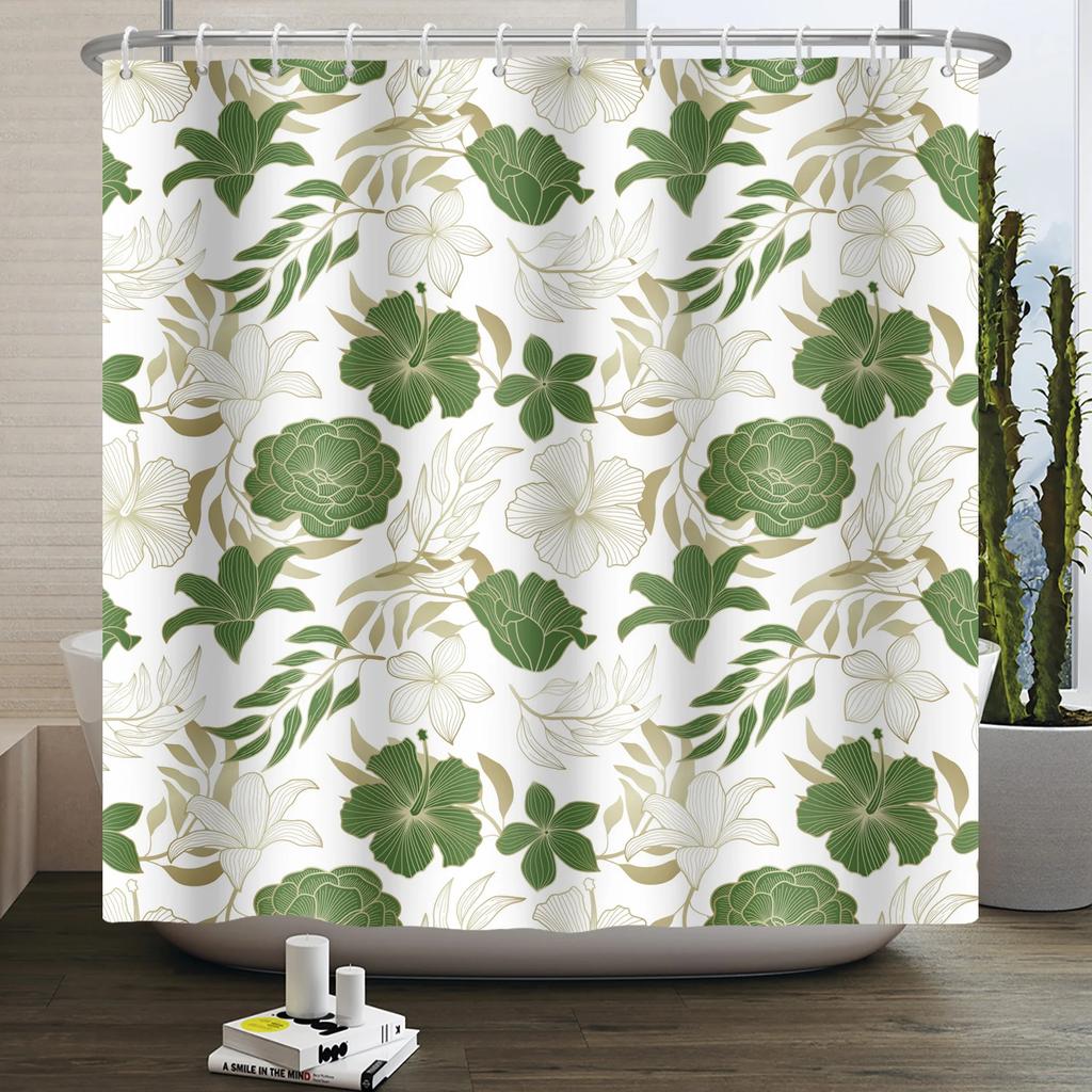 Watercolor Floral Shower Curtain for Bathroom Spring Elegant Flower Printed Bath Curtain Botanical Wildflower Bathroom Decor
