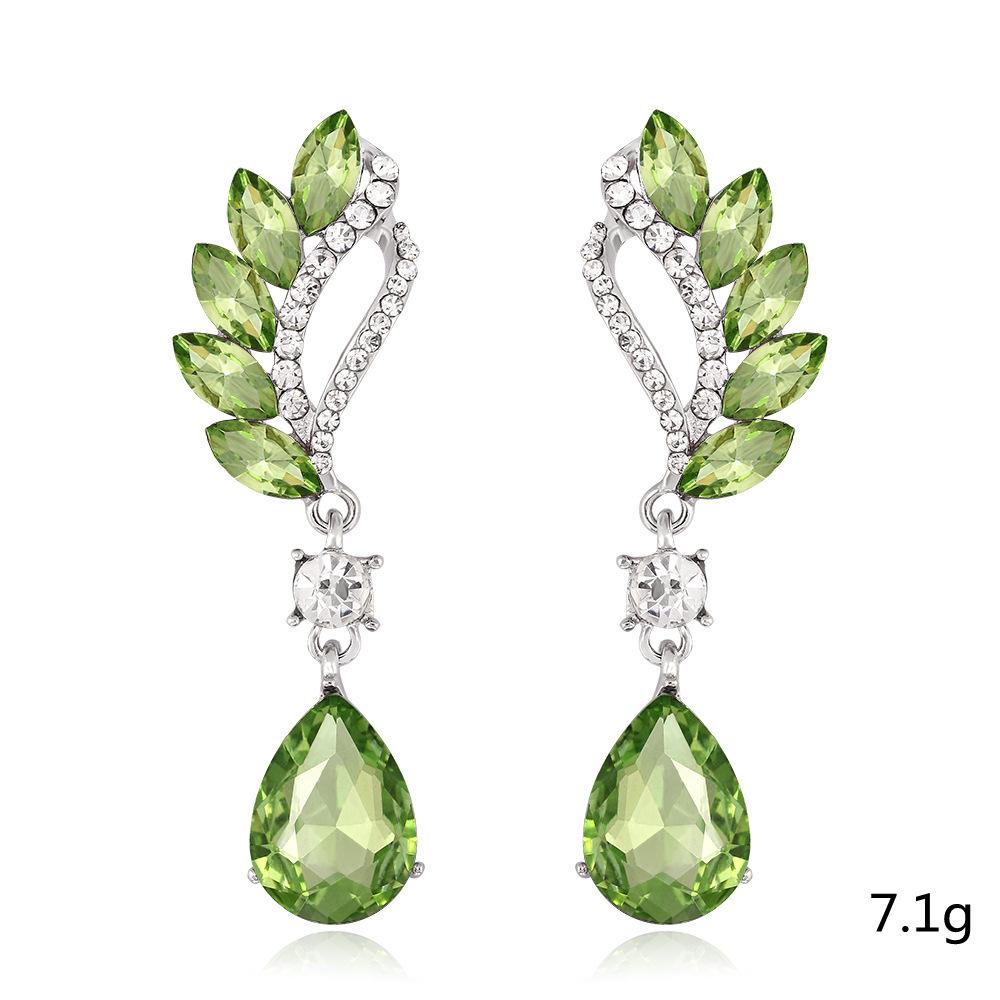 Free Sale, Retro Long Green Crystal Earrings, Water Drop Earrings, Exquisite Jewelry.