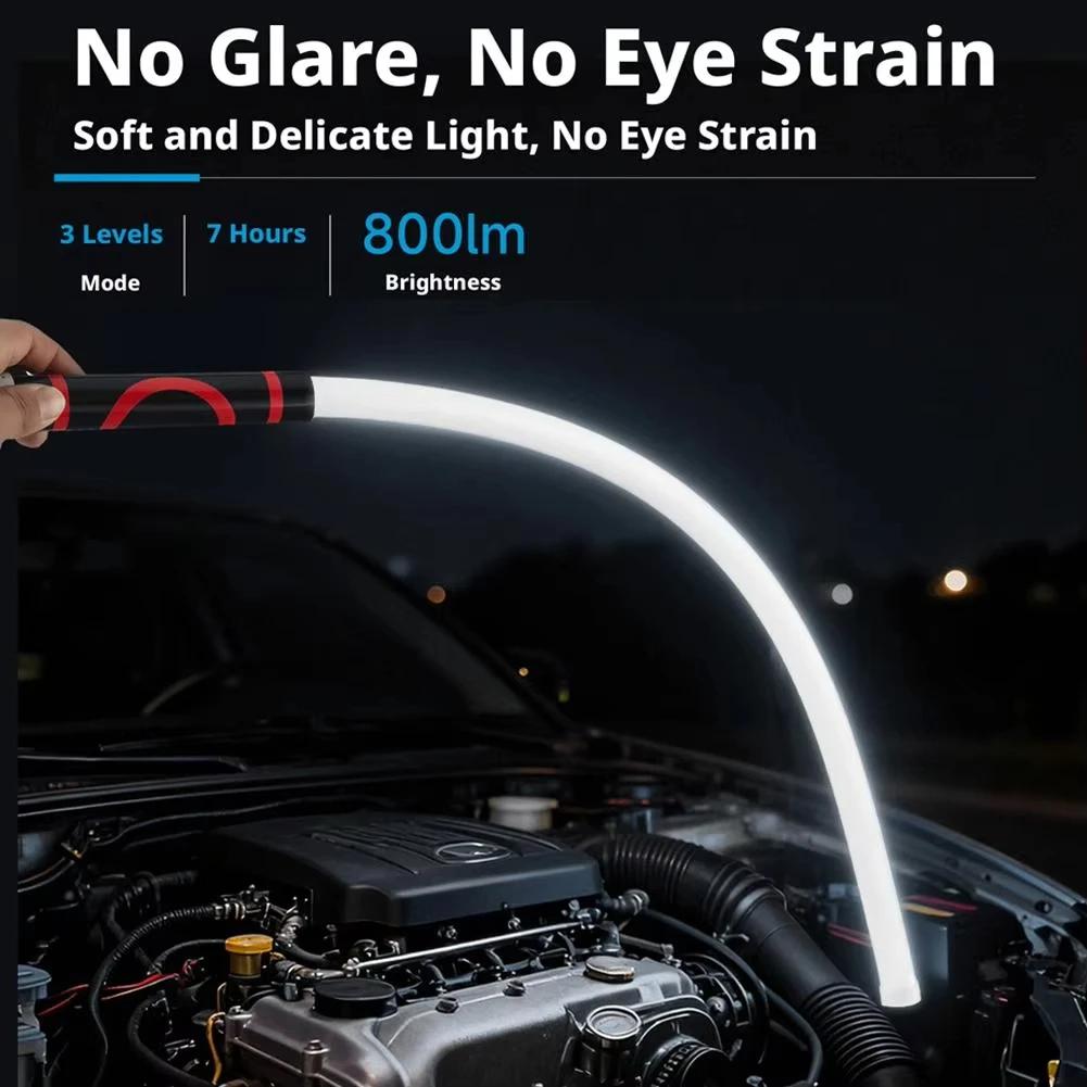 73cm LED Flashlight Stick Flexible Silicone LED Strip Light Professional Car Work Light 3 Brightness Modes Bendable Light Stick for Car Repair