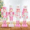 Handmade Wood Nutcrackers Soldier Unique 50CM Pink Nutcrackers Soldier Crafted for Enthusiasts of Festival Ornament