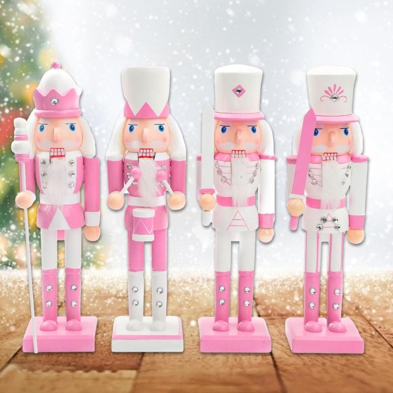 Handmade Wood Nutcrackers Soldier Unique 50CM Pink Nutcrackers Soldier Crafted for Enthusiasts of Festival Ornament