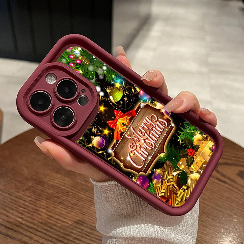 Ae113 Crăciun Fericit artă Moș Crăciun artă design Huse de telefon pentru iPhone 16 14 13 11 Pro Max 15 7 8 Plus 12 mini XR XS Max Husă de protecție pentru scară de înger
