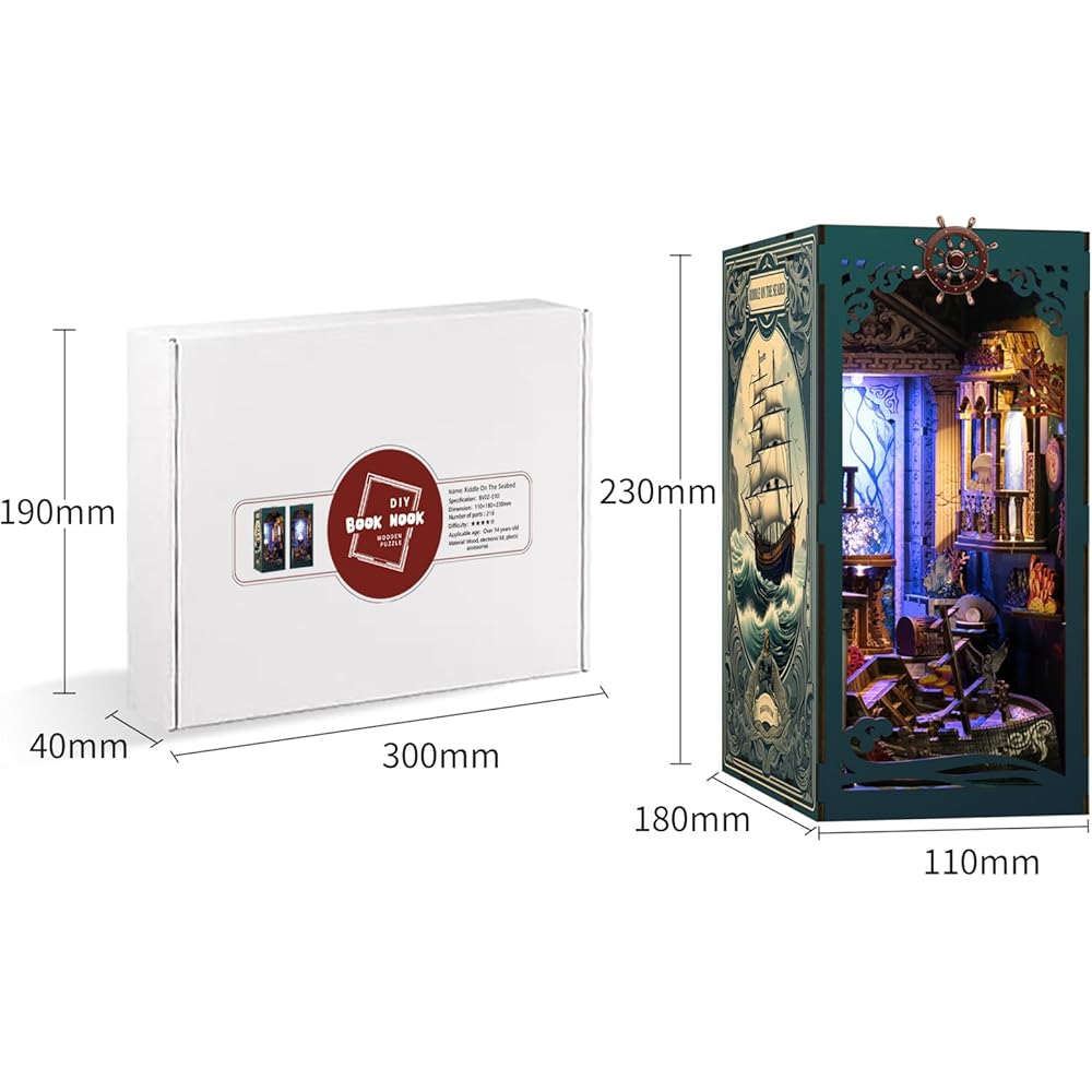 CRESYMME Miniature House Book Nook Kit Wooden DIY 3D Model Craft Underwater Theme
