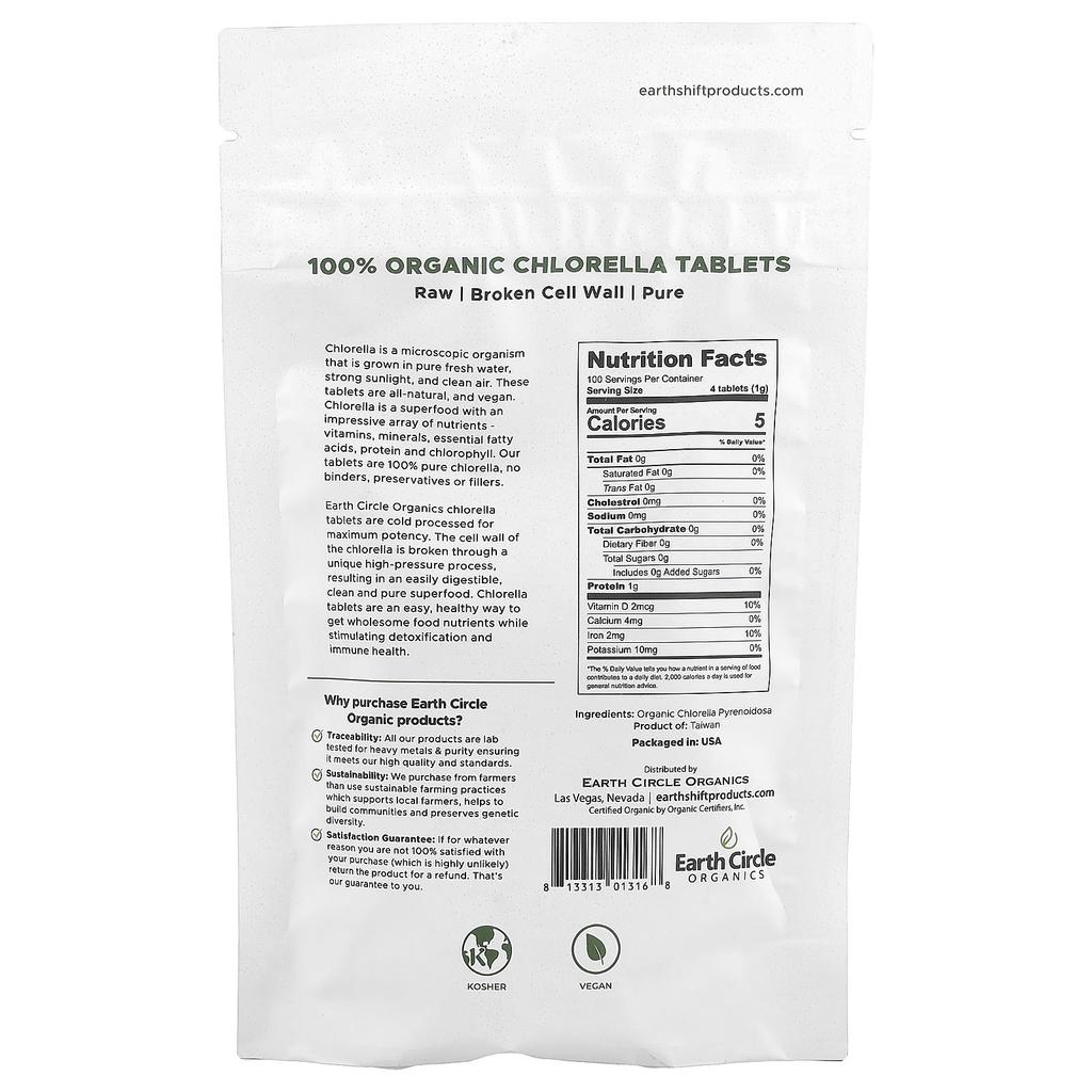 100% Organic Chlorella Tablets, 400 Tablets (62Mg Per Tablet)