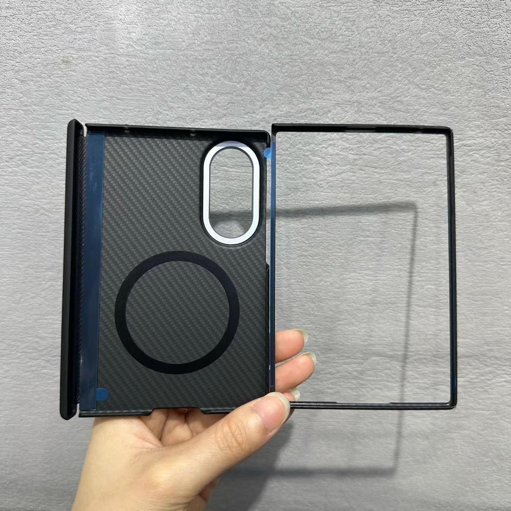 Business Plain Aramid Kevlar Carbon Fiber Texture Magnetic Phone Protective Case for Samsung Galaxy Z Fold 8 Ultra Hard Lightweight Protection Cover