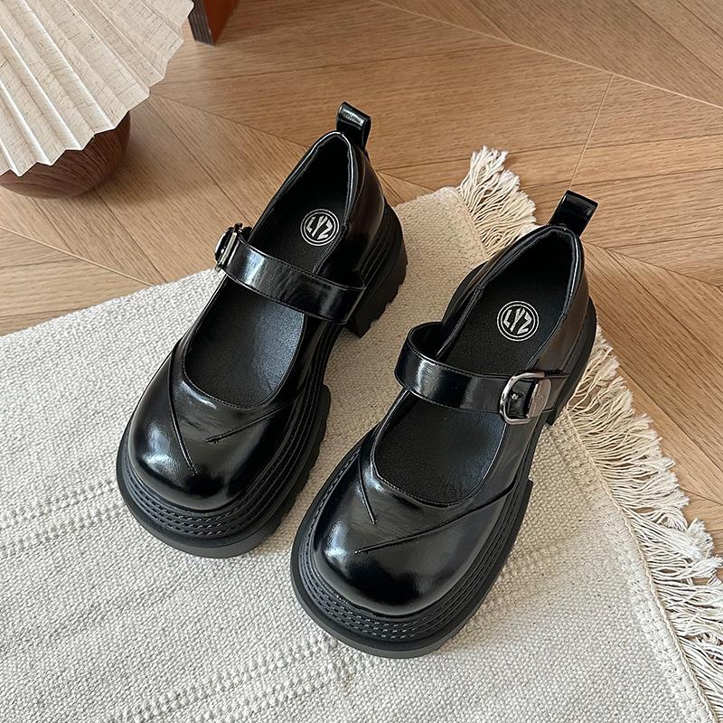 Solid Square Heel Buckle Strap Mary Janes High Heel Party Fashion Women's Shoes On Sale Round Toe Shallow Pumps Maria Jane