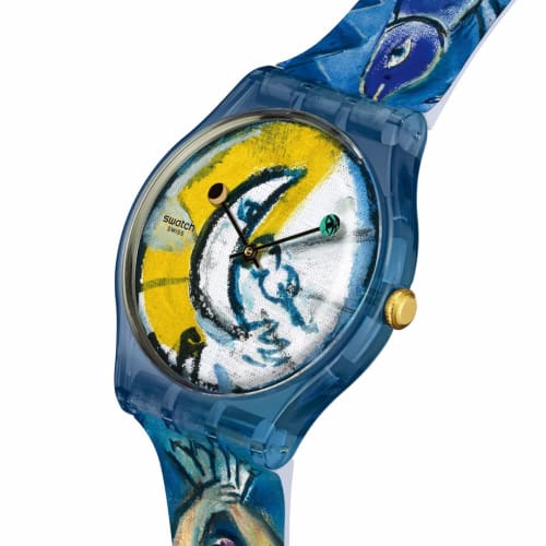 Swatch Chagall's Blue Circus SUOZ365 Watch, Blue