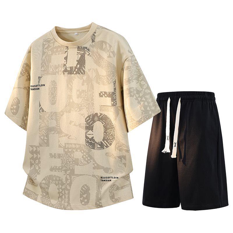 Men's Summer Casual Plus Size Two-Piece Set: Short Sleeve T-shirt & Loose Fit Shorts