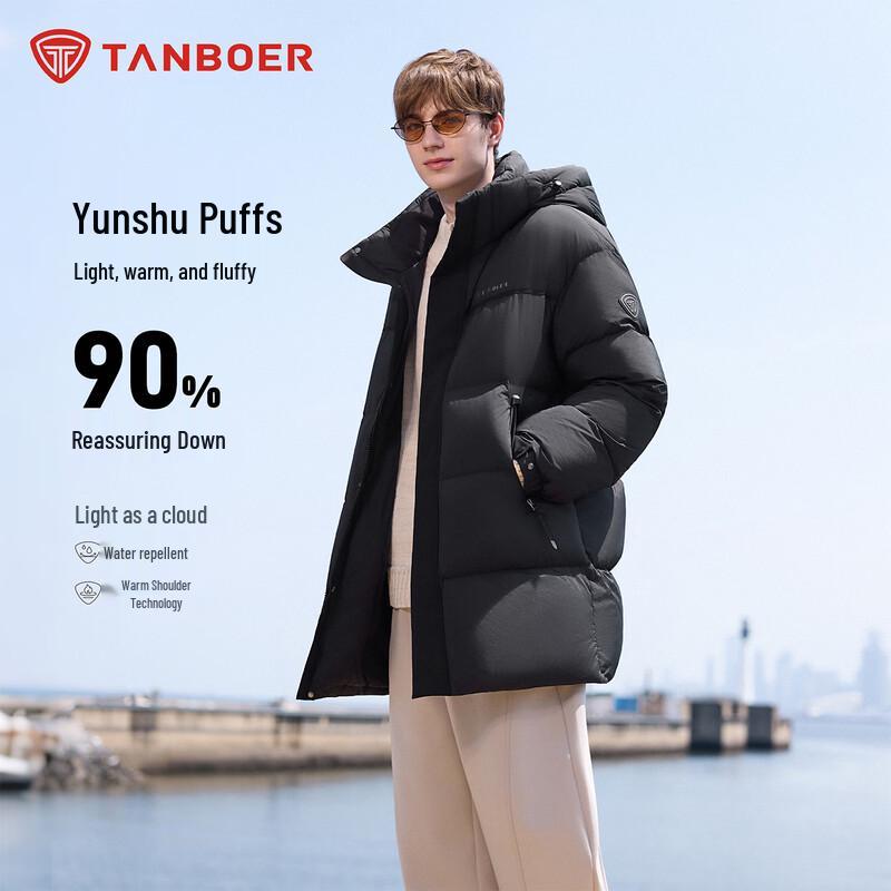 Men s Mid-length Detachable Hood Puffer Down Jacket M
