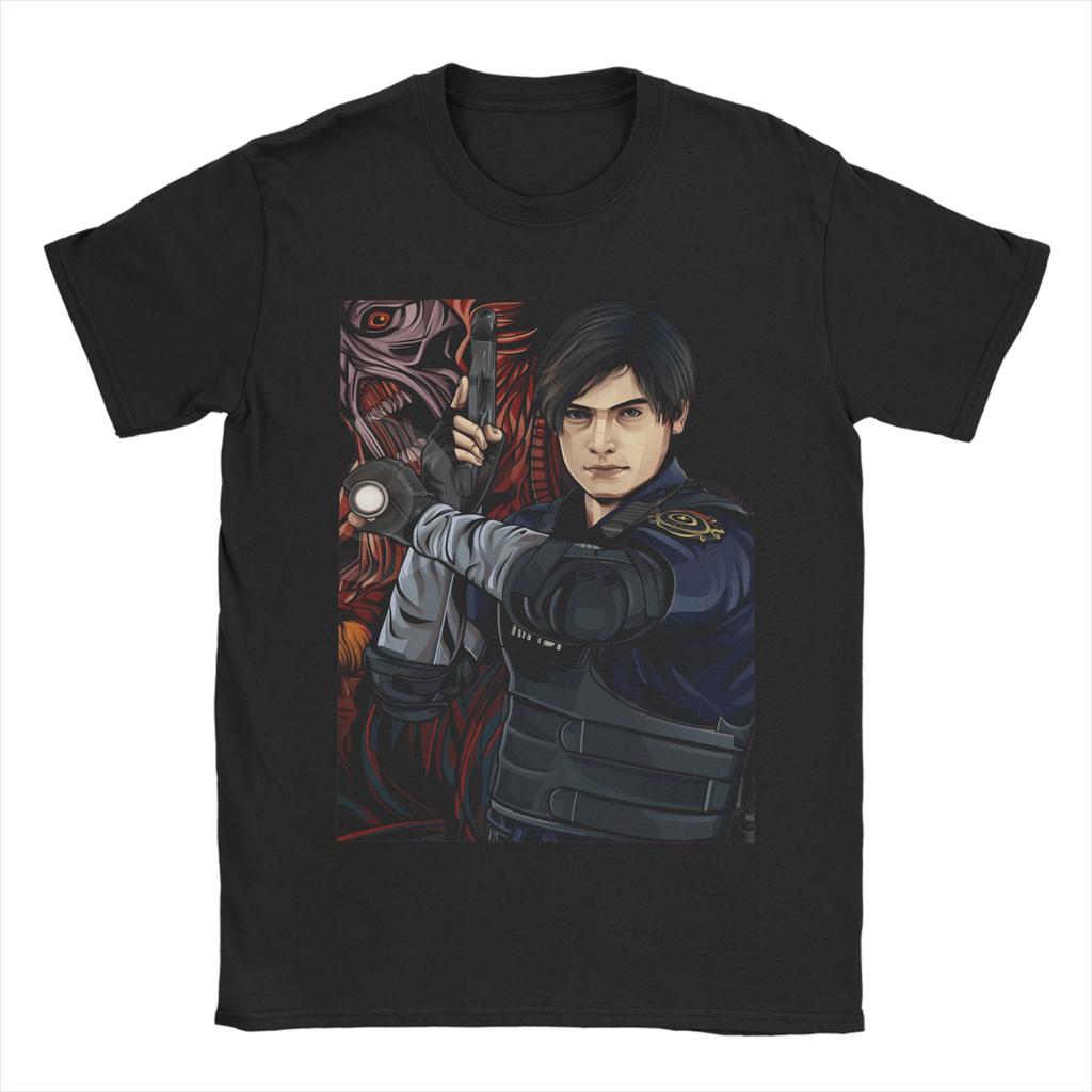 leon s kennedy T Shirt Beach Cotton TShirts For Men Hip Hop Loose Tee Shirt Short Sleeve Funny Top Tees
